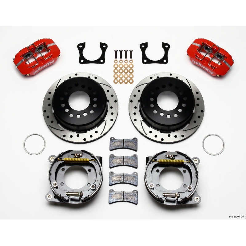 Wilwood Dynapro Low-Profile 11.00in P-Brake Kit Drill-Red 58-64 Olds/Pontiac Ends 2.81in Offset