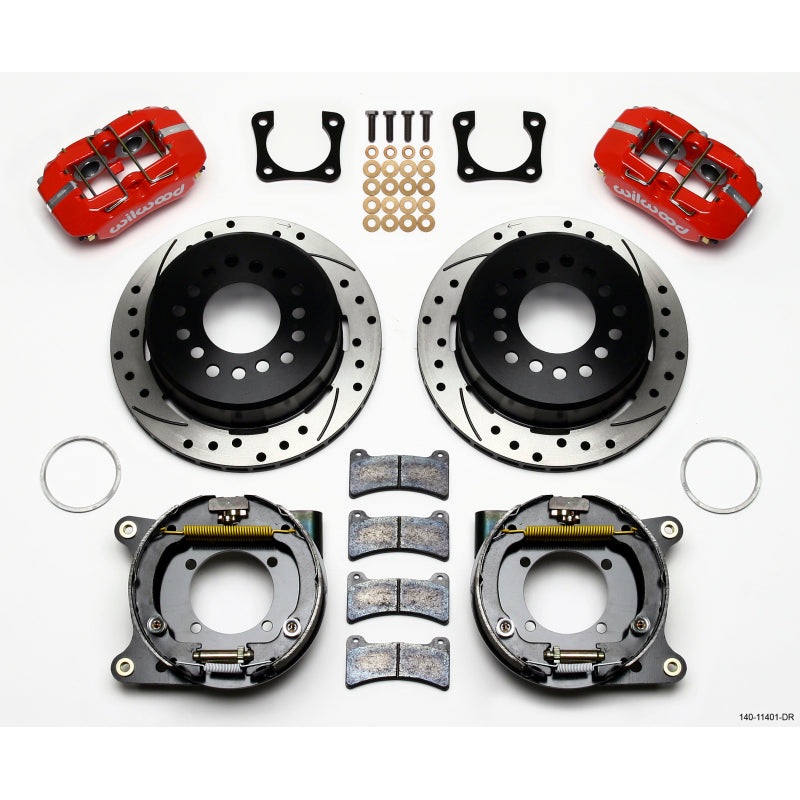Wilwood Dynapro Low-Profile 11.00in P-Brake Kit Drill-Red Chevy 12 Bolt Spcl 2.81in Offset