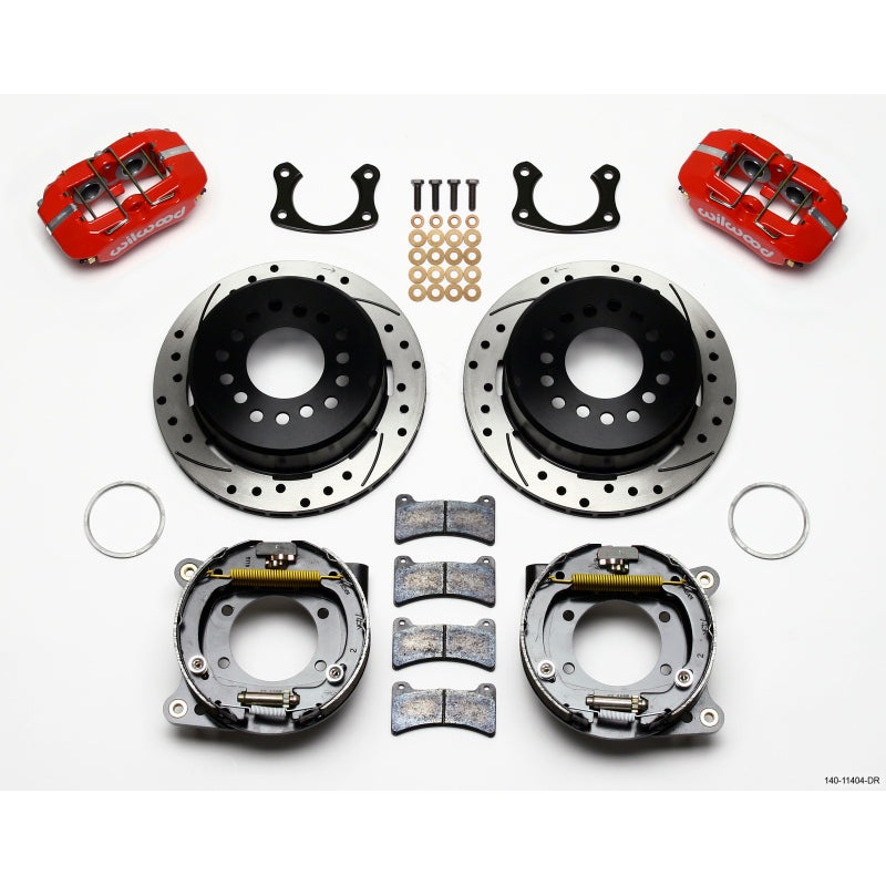 Wilwood Dynapro Low-Profile 11.00in P-Brake Kit Drill-Red New Big Ford 2.50in Off Front Mount