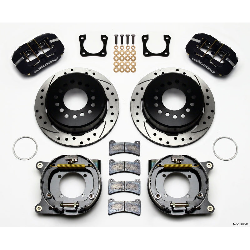 Wilwood Dynapro Low-Profile 11.00in P-Brake Kit Drilled Chevy 12 Bolt Spcl 2.81in Off Stag Mount