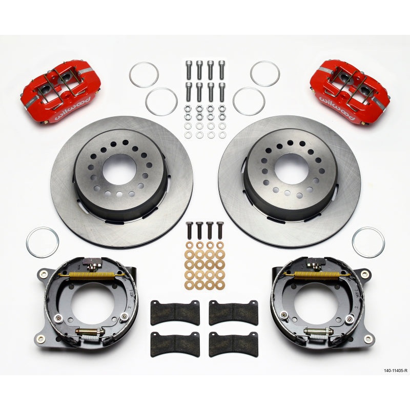 Wilwood Dynapro Low-Profile 11.00in P-Brake Kit - Red 55-57 Chevy 2.34in Offset