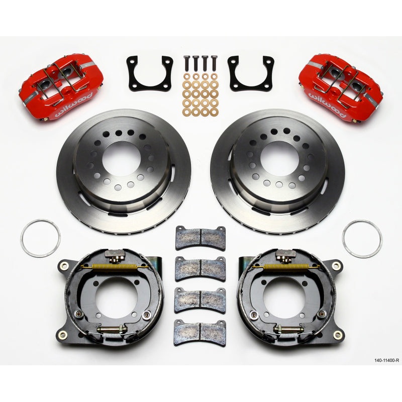 Wilwood Dynapro Low-Profile 11.00in P-Brake Kit - Red Chevy 12 Bolt Spcl 2.81in Off Stag Mount