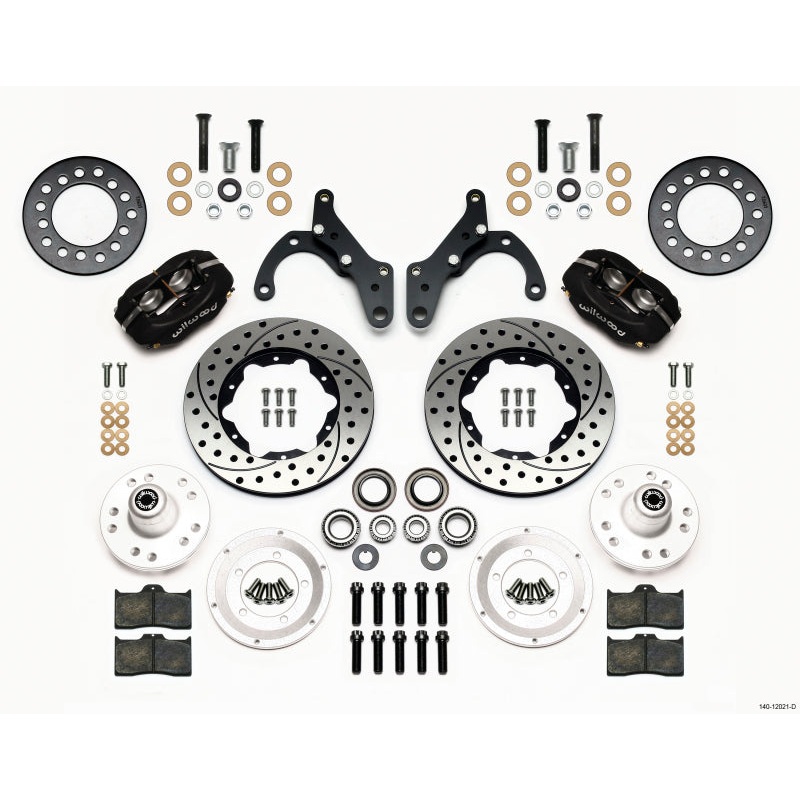 Wilwood Forged Dynalite Front Kit 11.00in Drilled 65-68 Chevy Impala -Drum Spindle