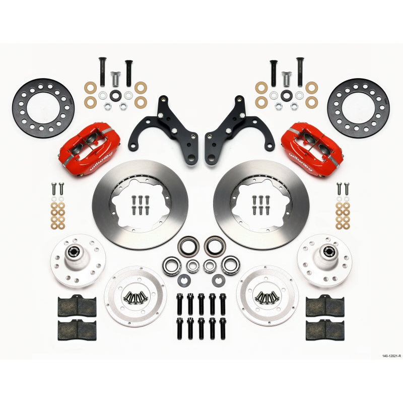 Wilwood Forged Dynalite Front Kit 11.00in Red 65-68 Chevy Impala -Drum Spindle