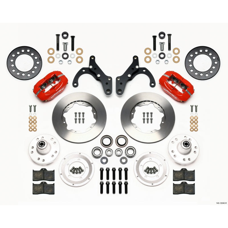 Wilwood Forged Dynalite Front Kit 11.00in Red 69-70 Impala Drum/Disc 69-82 Vette