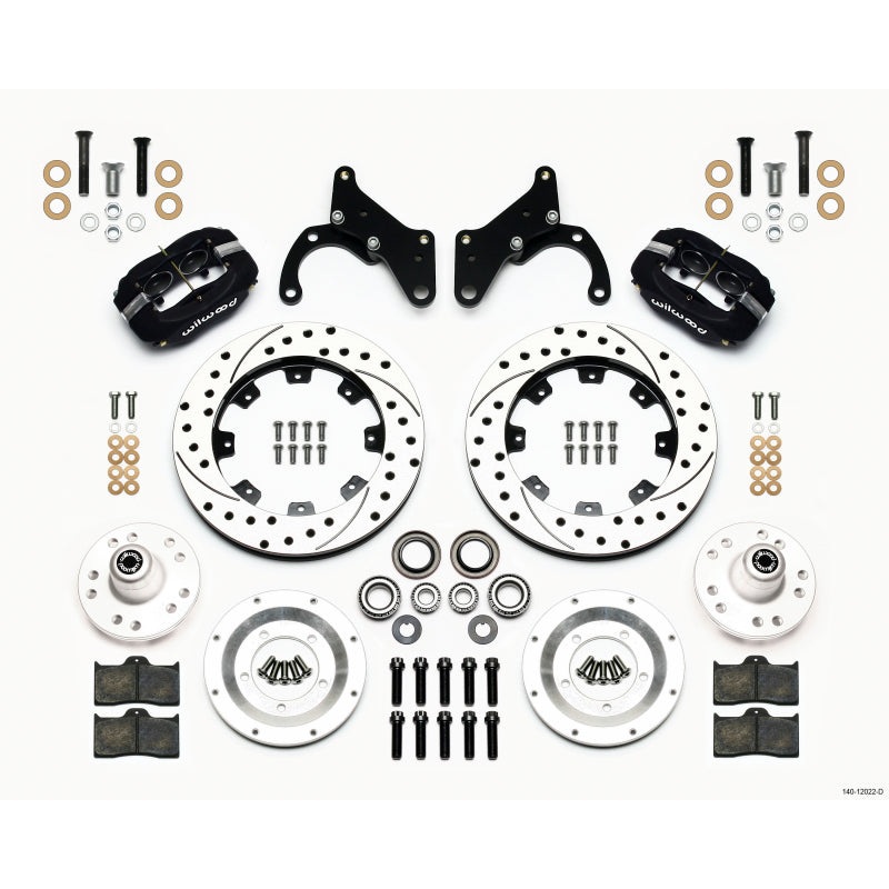 Wilwood Forged Dynalite Front Kit 12.19in Drilled 65-68 Chevy Impala -Drum Spindle