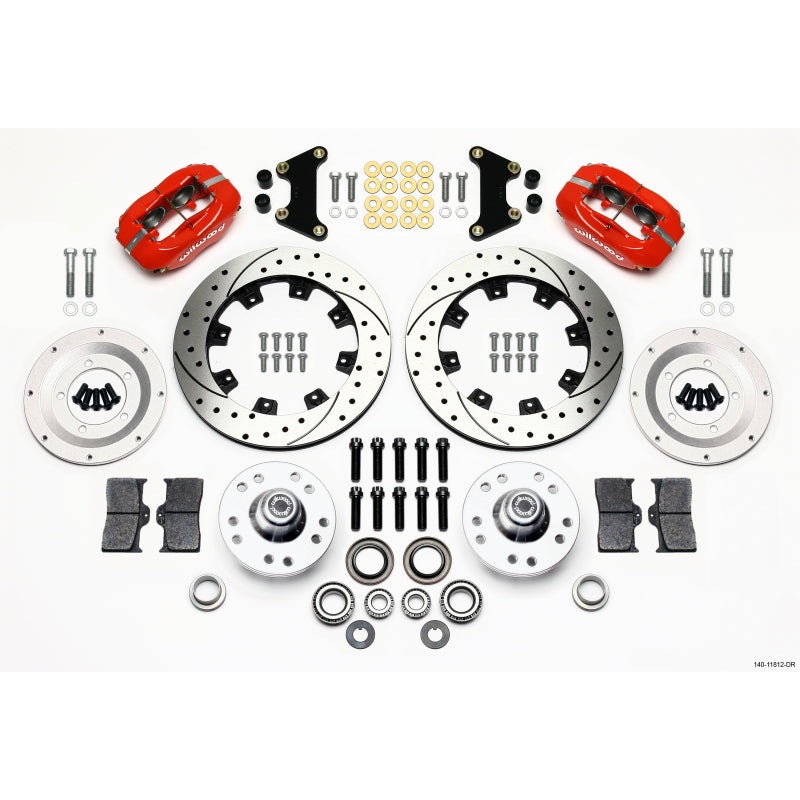 Wilwood Forged Dynalite Front Kit 12.19in Drilled Red 49-54 Chevy/53-62 Corvette (*Line Kit Needed*)