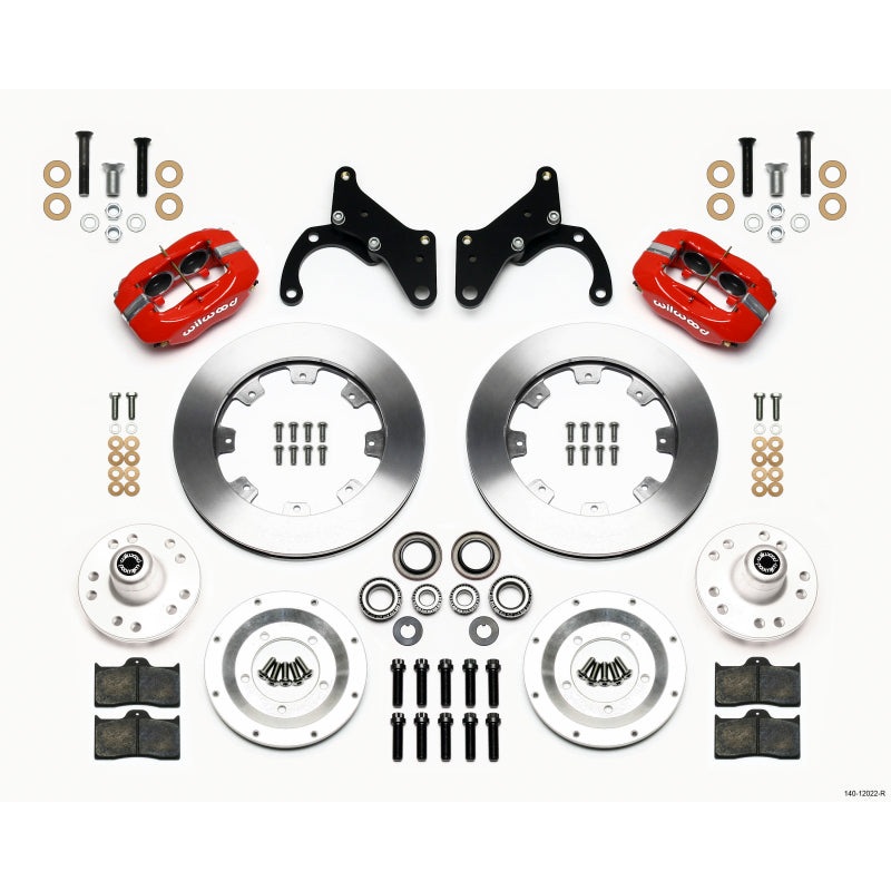 Wilwood Forged Dynalite Front Kit 12.19in Red 65-68 Chevy Impala -Drum Spindle