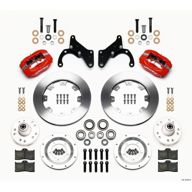 Wilwood Forged Dynalite Front Kit 12.19in Red 69-70 Impala Drum/Disc 69-82 Vette