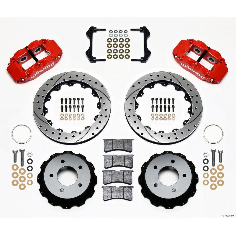 Wilwood Narrow Superlite 4R Rear Kit 12.88in Drilled Red 84-87 Corvette C4