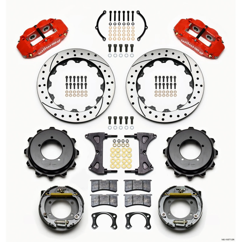 Wilwood Narrow Superlite 4R Rear Kit 12.88in Red Speedway Eng Floater w/ New Style End