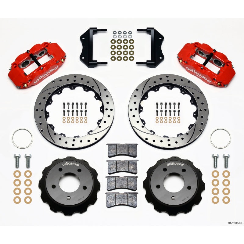 Wilwood Narrow Superlite 6R Front Hat Kit 12.88in Drilled Red 84-87 Corvette C4