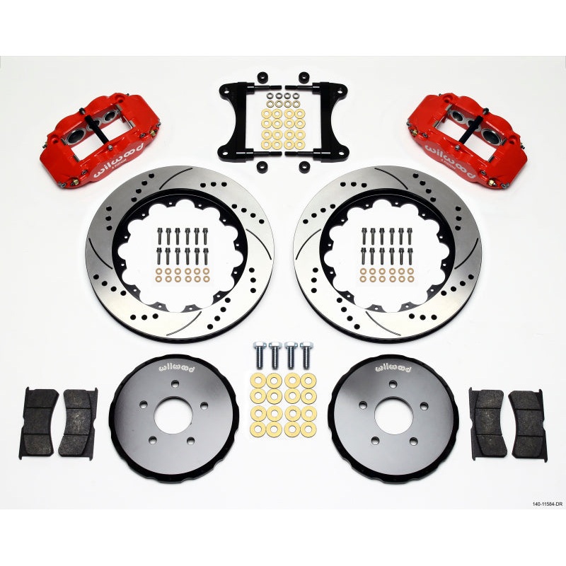Wilwood Narrow Superlite 6R Front Hat Kit 14.00in Drill Red Nissan 370Z/Fiti G37