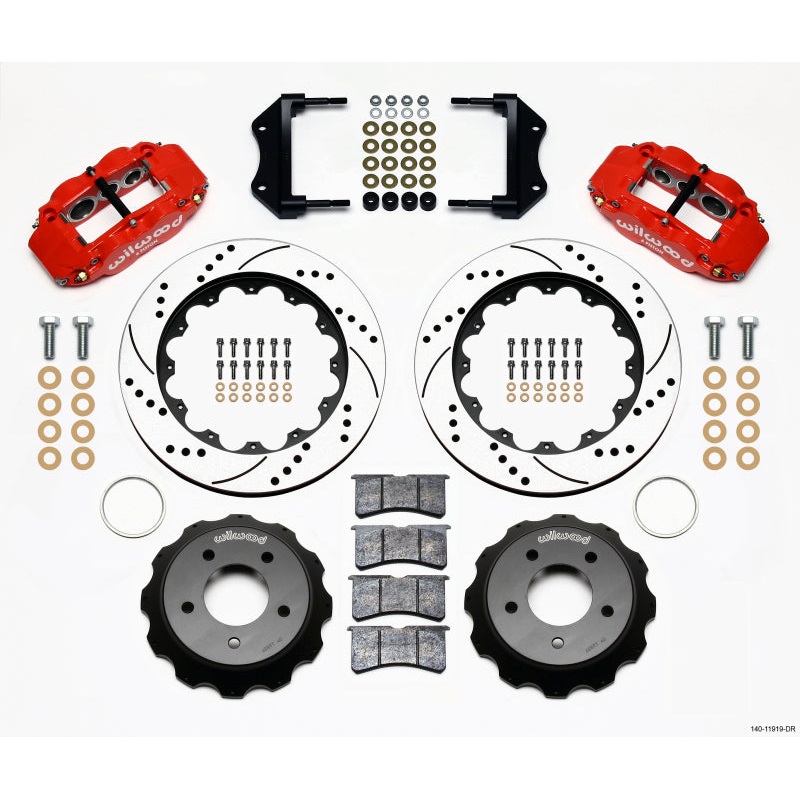 Wilwood Narrow Superlite 6R Front Hat Kit 14.00in Drilled Red 84-87 Corvette C4