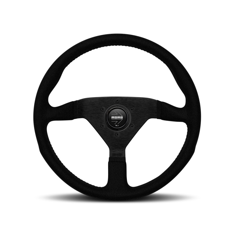 Momo Montecarlo Alcantara Steering Wheel 320 mm - Black/Black Stitch/Black Spokes