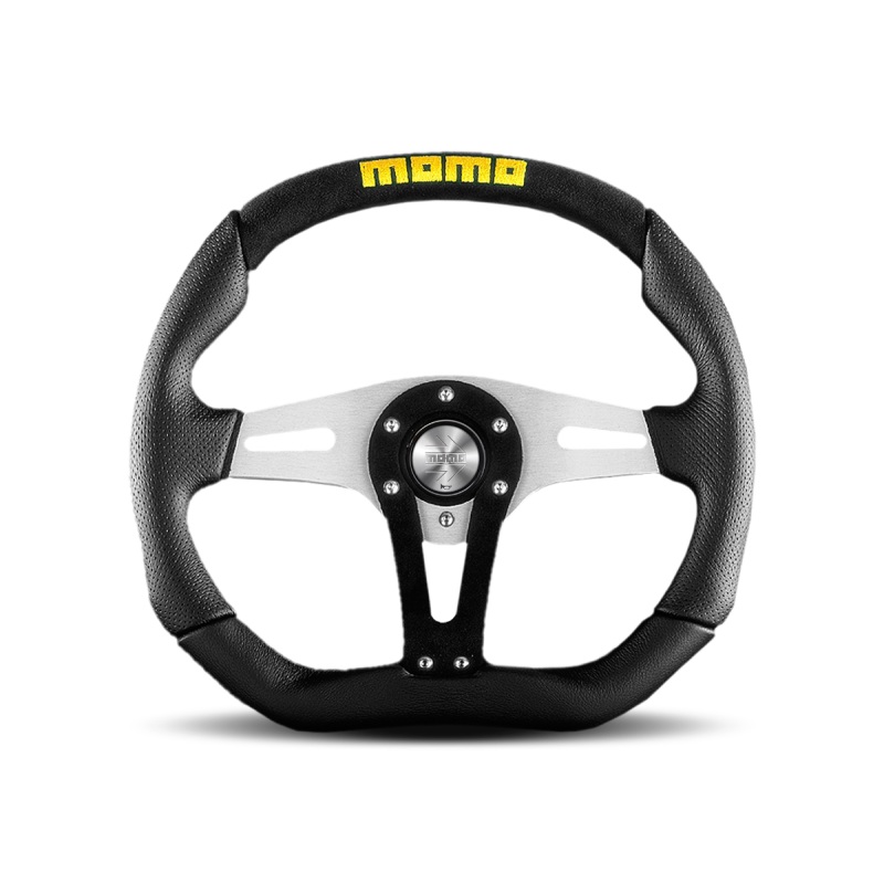 Momo Tuner Steering Wheel 320 mm - Black Leather/Red Stitch/Black Spokes