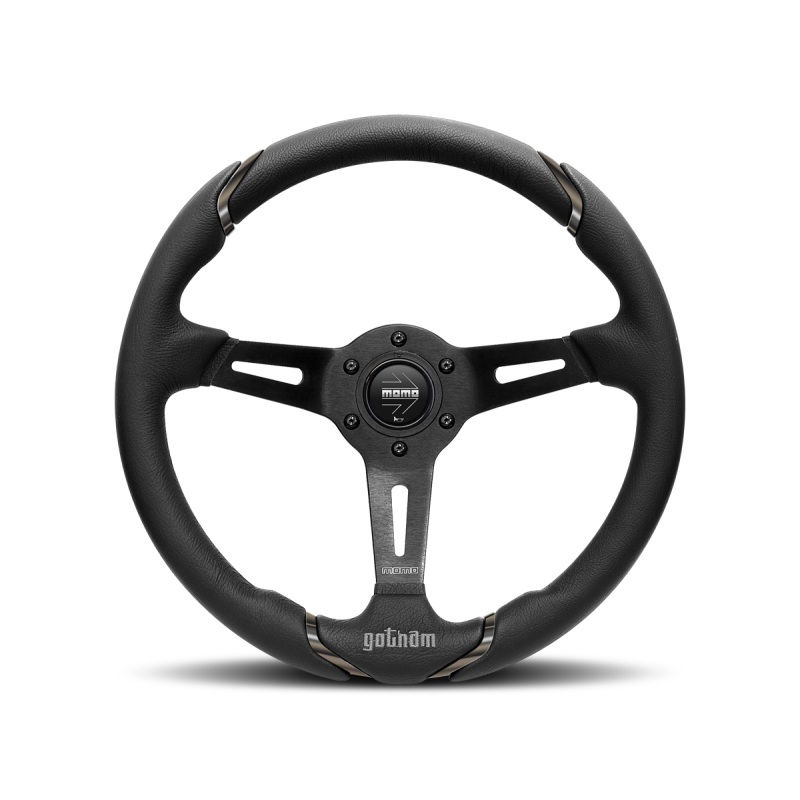 Momo Gotham Steering Wheel 350 mm - Black Leather/Black Spokes