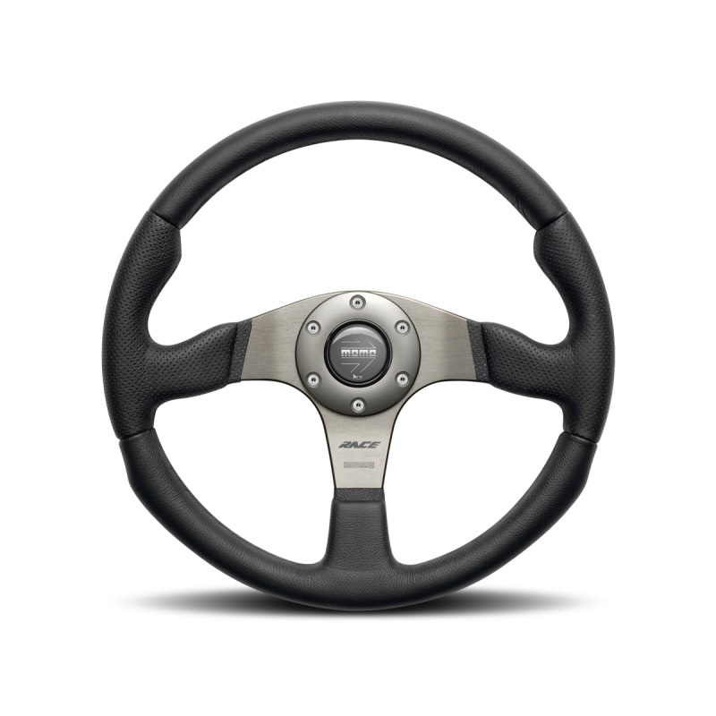 Momo Race Steering Wheel 350 mm - Black Leather/Anth Spokes