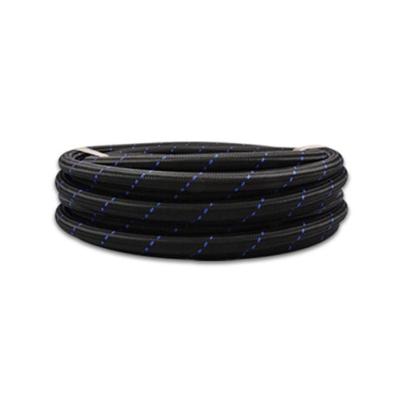 Vibrant -6 AN Two-Tone Black/Blue Nylon Braided Flex Hose (10 foot roll)