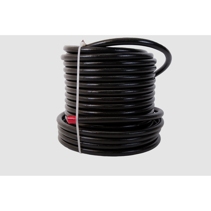 Aeromotive Aeromotive Hose, Fuel, PTFE, Stainless Steel Braided, Black Jacketed, AN-08 x 12'