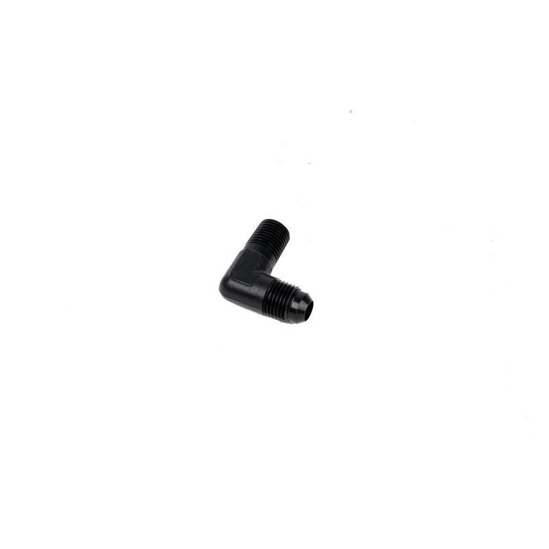 Aeromotive Fitting, Elbow 1/4"-MNPT to AN-06, 90-Deg, Black