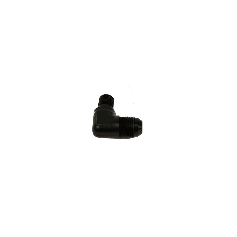 Aeromotive Fitting, Elbow 1/4"-MNPT to AN-08, 90-Deg, Black