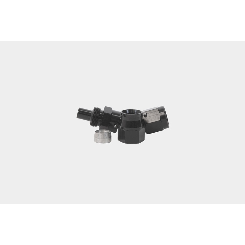 Aeromotive Hose End, PTFE, AN-06, 45, Black Anodized