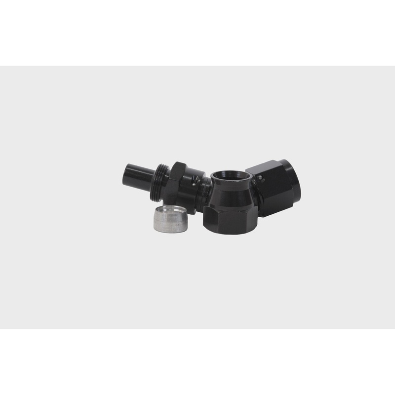 Aeromotive Hose End, PTFE, AN-08, 45, Black Anodized
