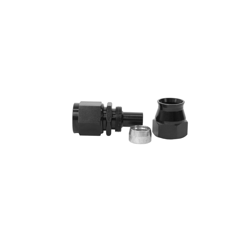 Aeromotive Hose End, PTFE, AN-08, Straight, Black Anodized