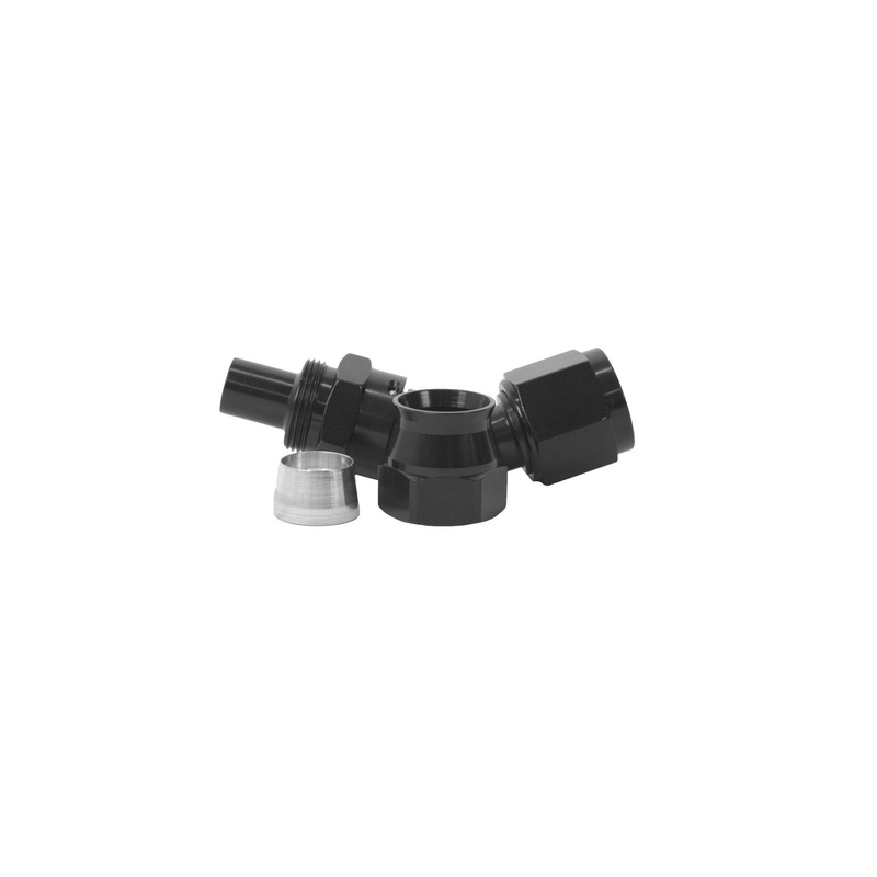 Aeromotive Hose End, PTFE, AN-10, 45, Black Anodized