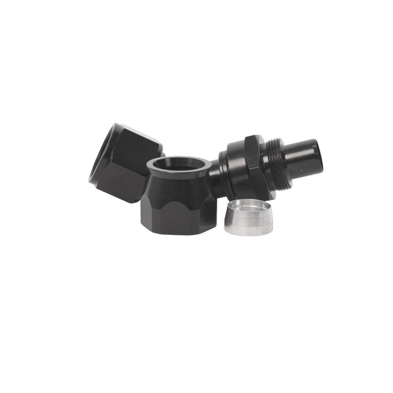 Aeromotive Hose End, PTFE, AN-12, 45, Black Anodized