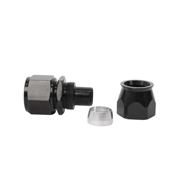 Aeromotive Hose End, PTFE, AN-12, Straight, Black Anodized