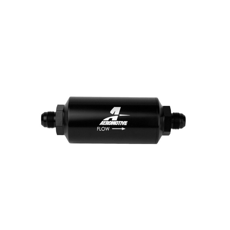 Aeromotive Aeromotive Filter, In-Line, 10-m Microglass Element, AN-08 Male, Bright-Dip Black, 2" OD