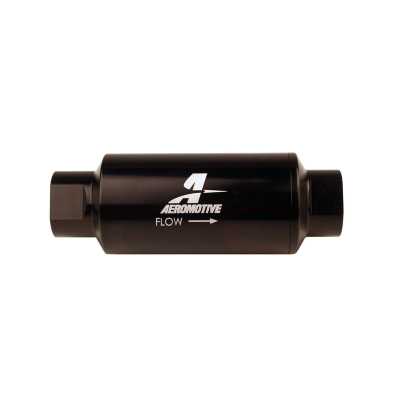 Aeromotive Filter, In-Line, 10-m Microglass Element, ORB-10 Port, Bright-Dip Black, 2" OD