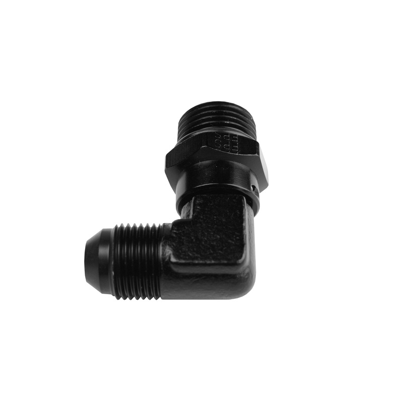 Aeromotive Fitting, Elbow, 90-Deg, AN-10 ORB to AN-08 Flare
