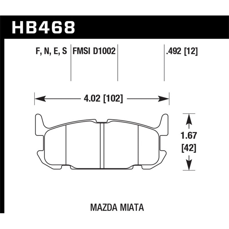 Hawk 03-05 Miata w/ Sport Suspension HPS Street Rear Brake Pads (D1002)