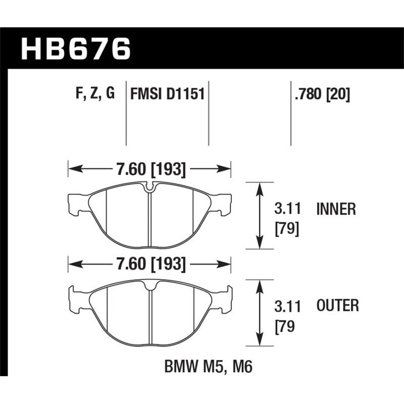 Hawk 06-10 BMW M5/M6 HPS Street Front Brake Pads
