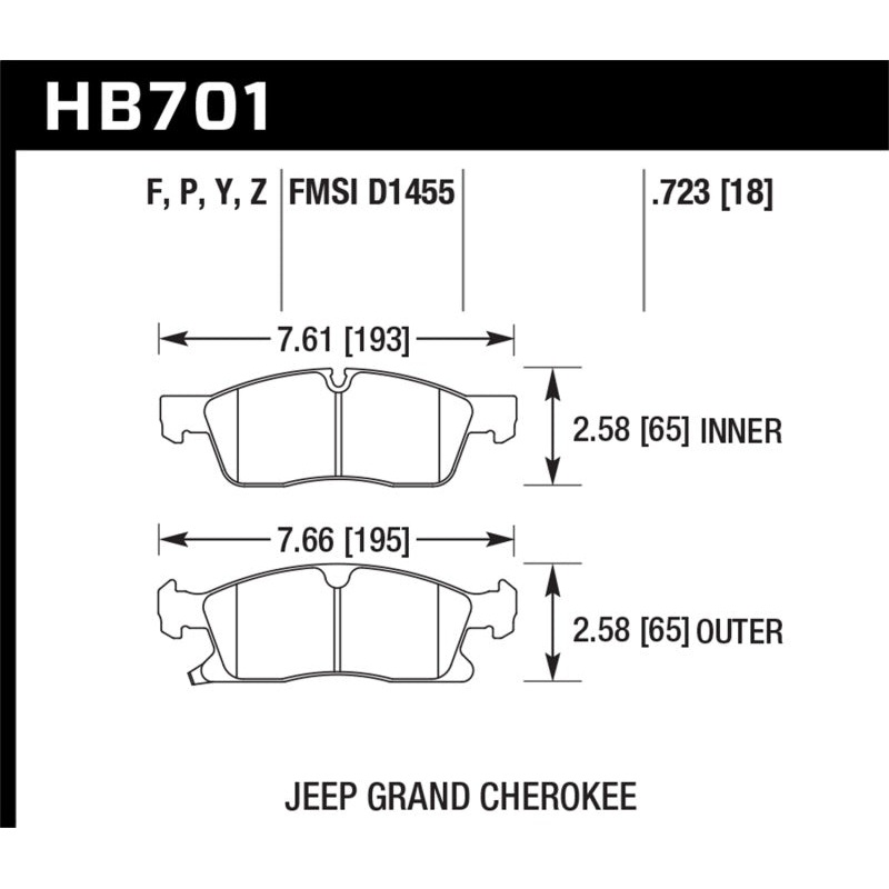 Hawk 11-12 Dodge Durango / 11-12 Jeep Grand Cherokee Perf Ceramic Front Street Brake Pads