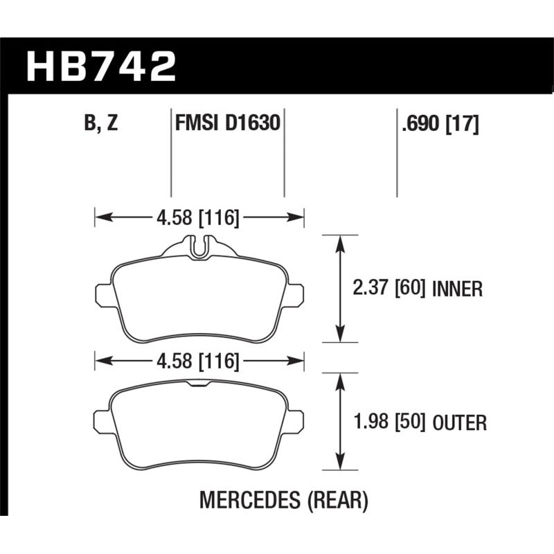 Hawk 12-15 Mercedes-Benz ML350/550 HPS 5.0 Rear Brake Pads