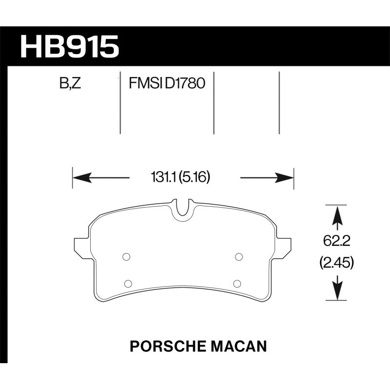 Hawk 16-18 Porsche Macan Performance Ceramic Street Rear Brake Pads