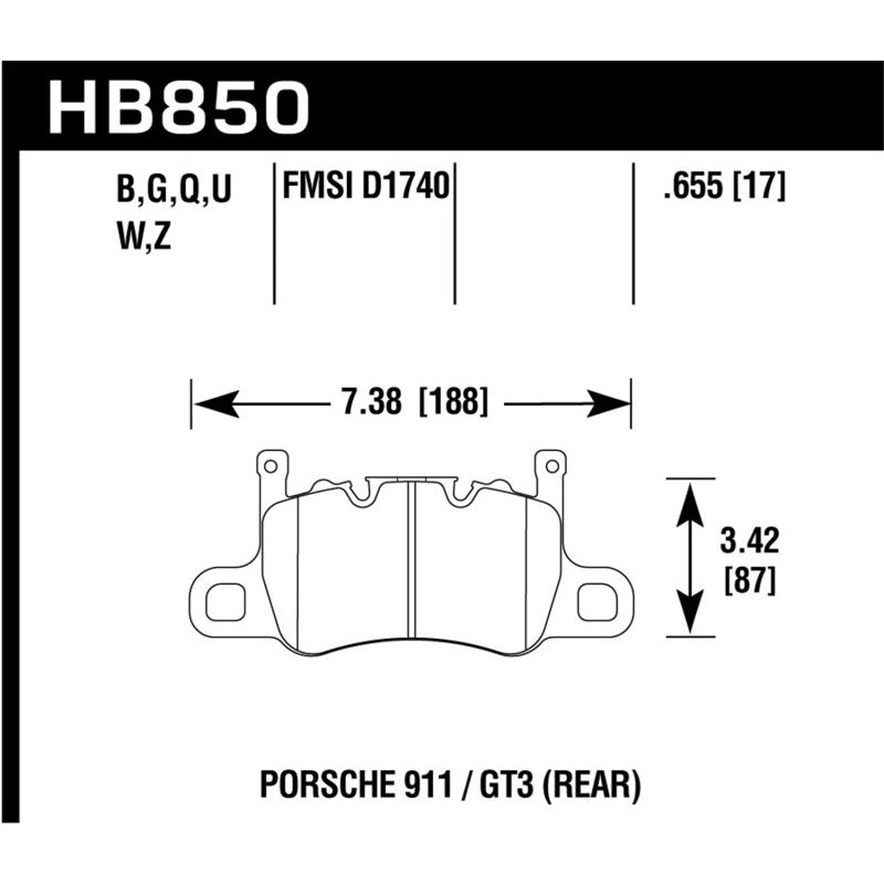 Hawk Audi 14-19 Porsche 911 / 2016 Cayman / 17-19 Panamera PC Rear Brake Pads w/ Carbon Ceramics